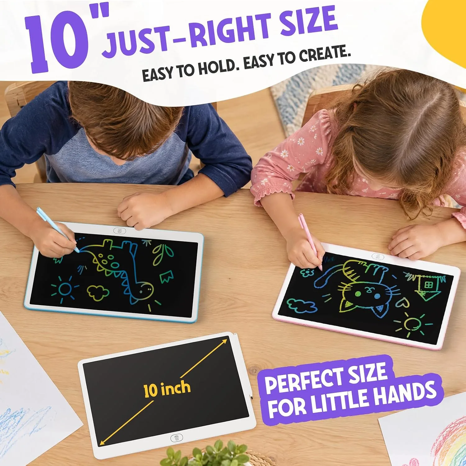 10 Inch LCD Writing Tablet for Kids - Eye Protection Drawing Pad with Stylus & Erasable Gift for Boys, Girls, Kids Age 3, 4, 5, 6, 7, 8, 9-12 Years Old (Pink, 10 inch)