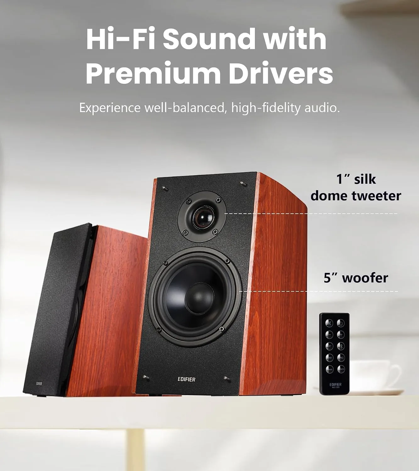 Edifier R2000DB Powered Bluetooth Bookshelf Speakers, 120W RMS, Wood