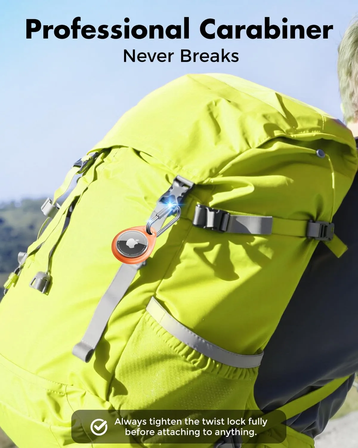 UNBREAKcable for AirTag Holder Case with Professional Carabiner, 4 Pack