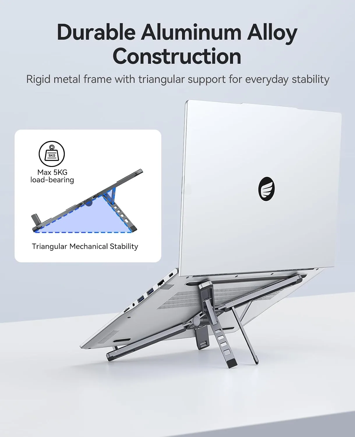 ORICO Portable Laptop Stand for Travel & Desk, Foldable 3-in-1 PN1, Gray