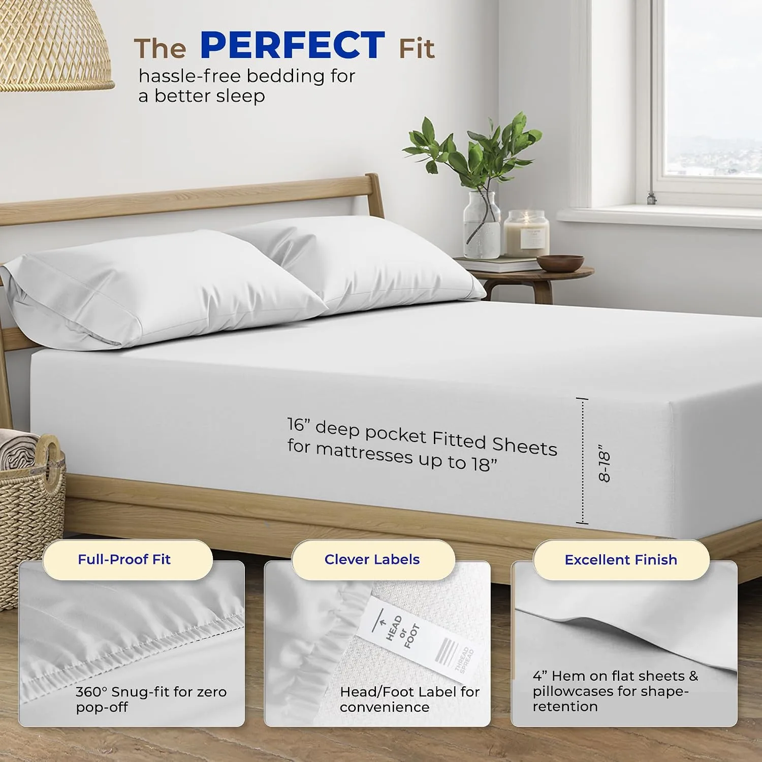 THREAD SPREAD Egyptian Cotton Sheets King Size - Luxury 600 Series King Size Sheets Set (4 PC, Silver), 16" Deep Pocket All Around Elastic, Soft, Cooling, Sateen Weave, Durable Hotel Bed Sheet Sets