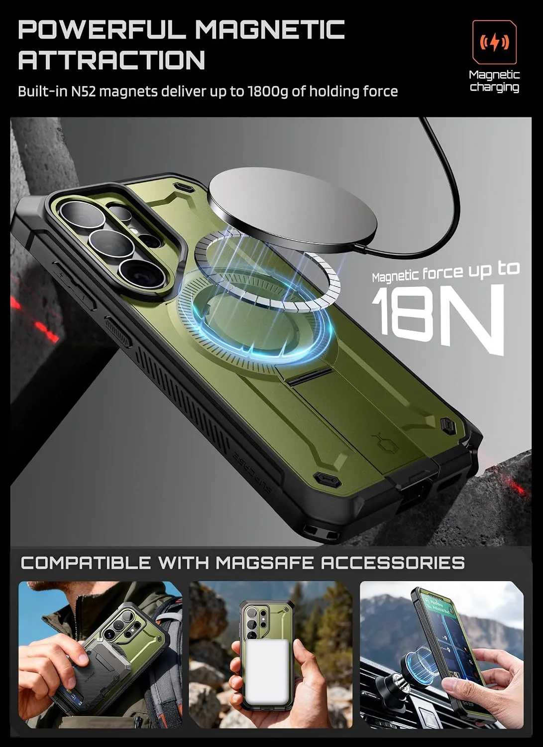 SUPCASE for Samsung Galaxy S26 Ultra Case with Built-in Stand, Green