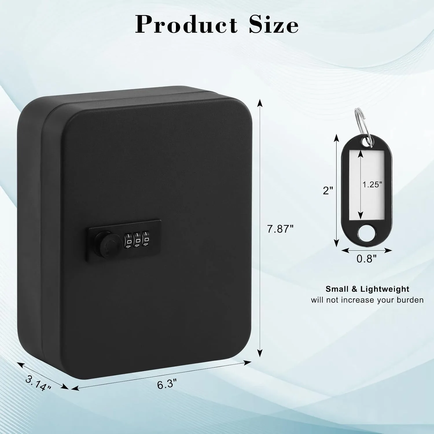 KYODOLED Key Box Wall Mount, 20-Key Steel Cabinet, Combination Lock, Black