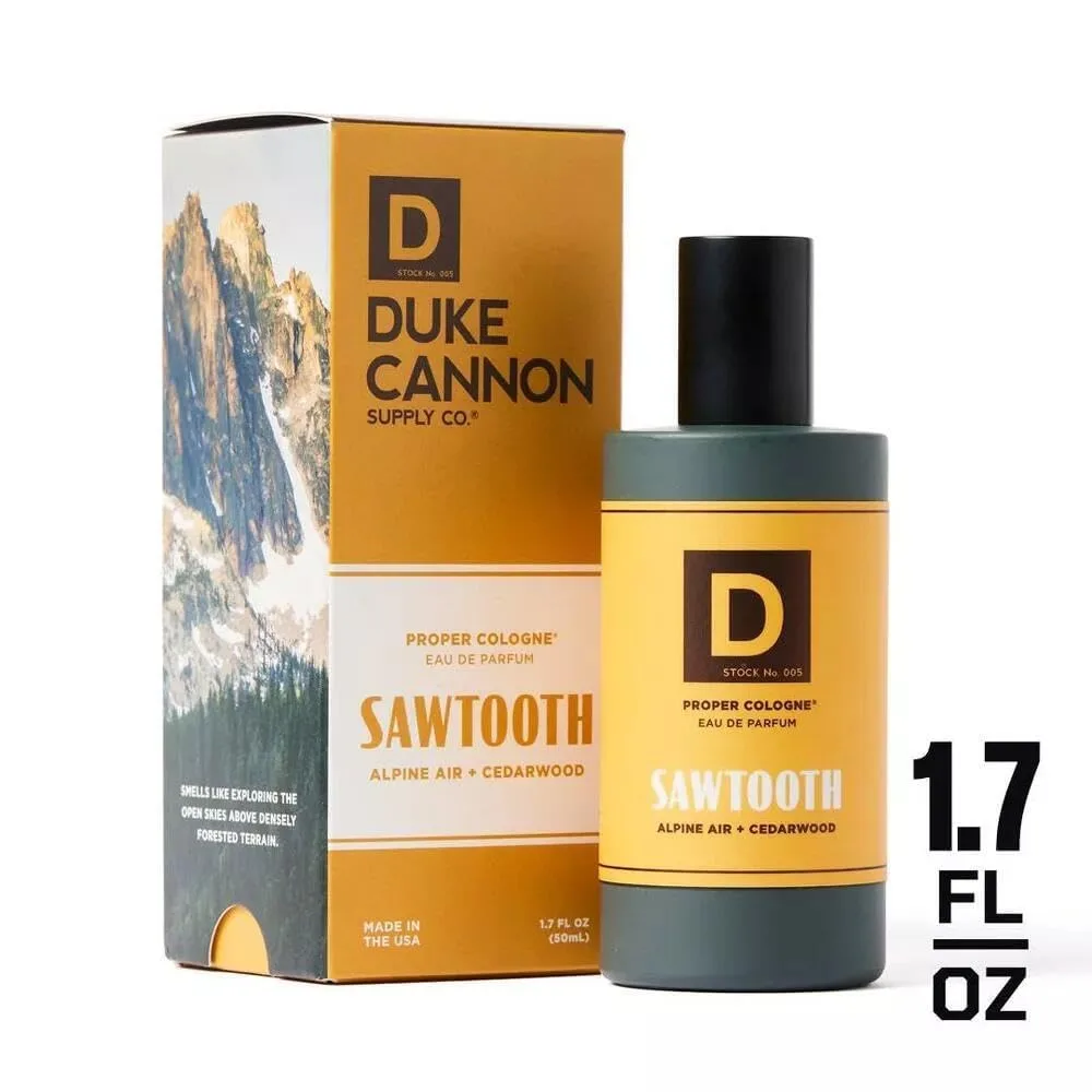 Duke Cannon Proper Cologne Sawtooth | Men's Eau de Parfum | Alpine Air and Cedarwood | Fresh, Woodsy, Long-Lasting Scent | 1.7 fl oz (Pack of 2)
