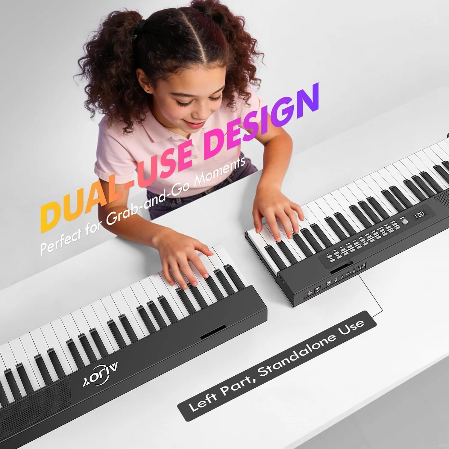 AiJoy 88-Key Portable Piano, Magnetic Split Keyboard with Semi-Weighted Key