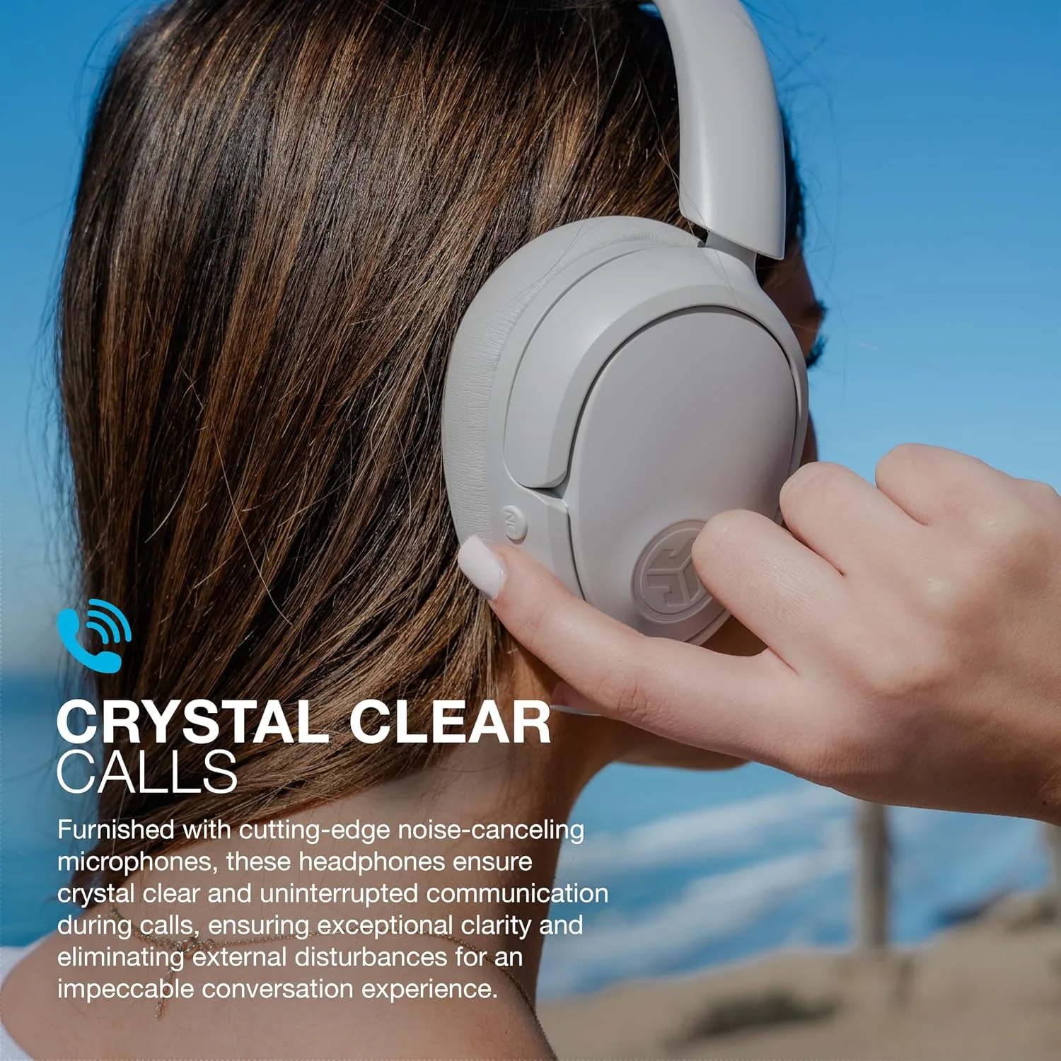 JLab JBuds Lux ANC Wireless Over-Ear Headphones, Cloud White