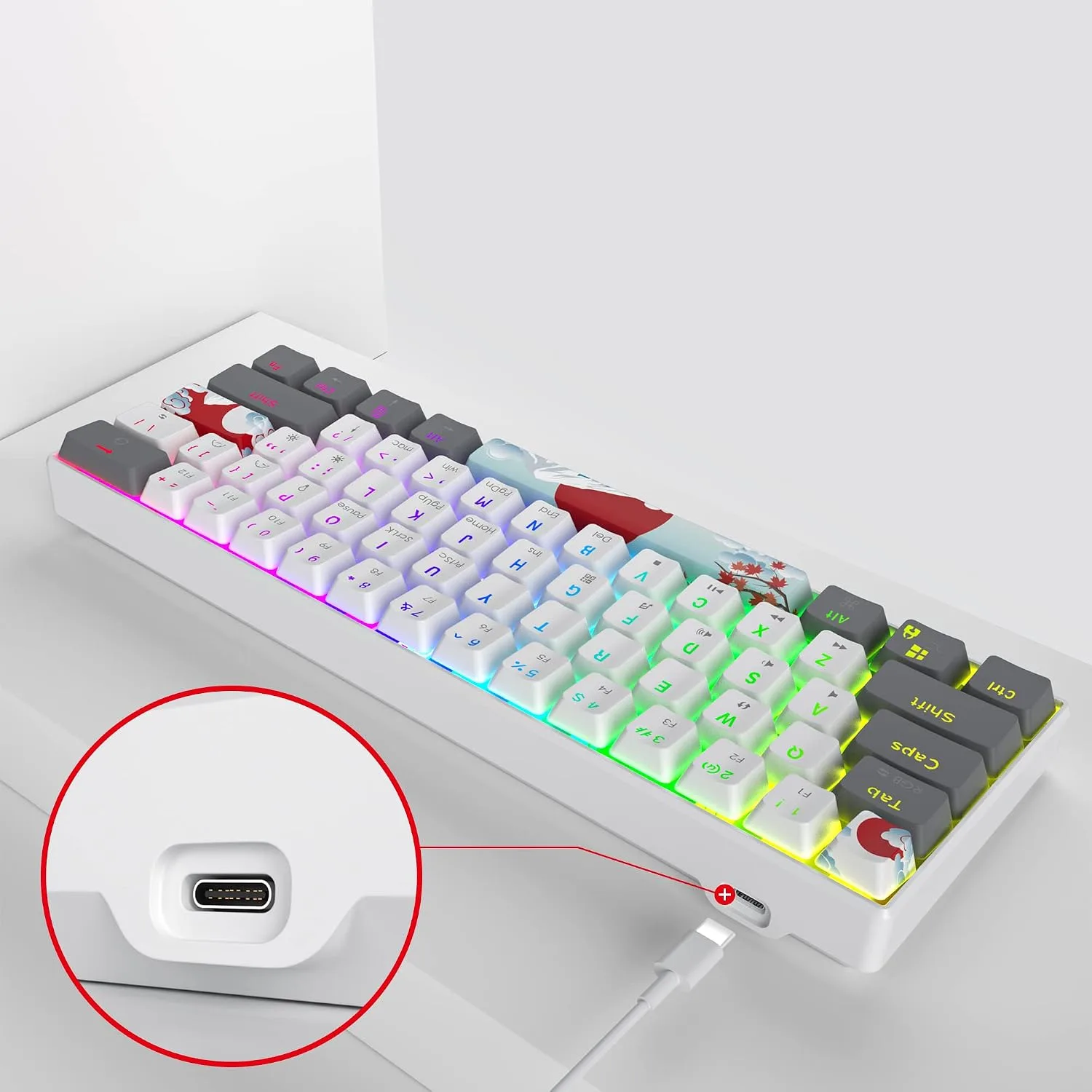 Owpkeenthy RGB Mechanical Keyboard 60 Percent Red Switches