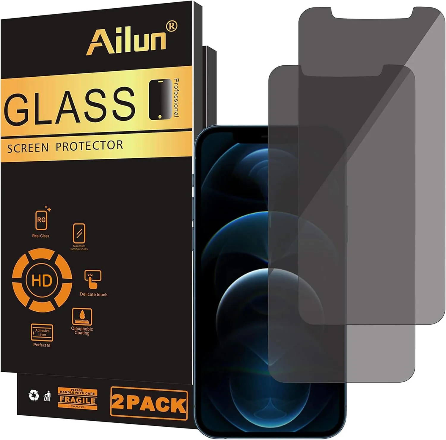 Protector de pantalla Ailun para iPhone 12 Pro Max 6.7 pulgadas 2 unidades