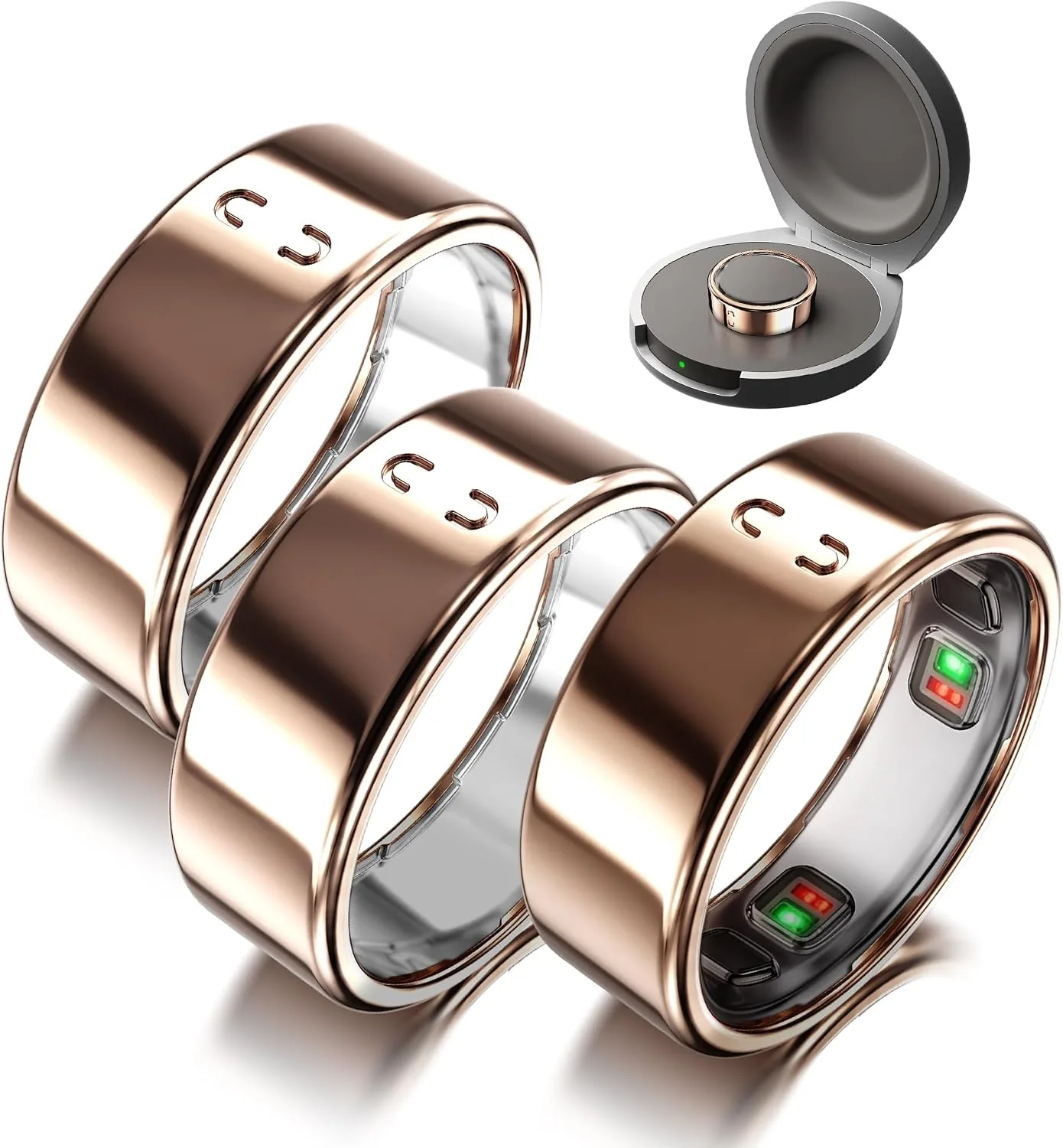 3Pack Ring Cover Compatible for Oura Ring 5, Resistant TPU, Rosegold-Size 8