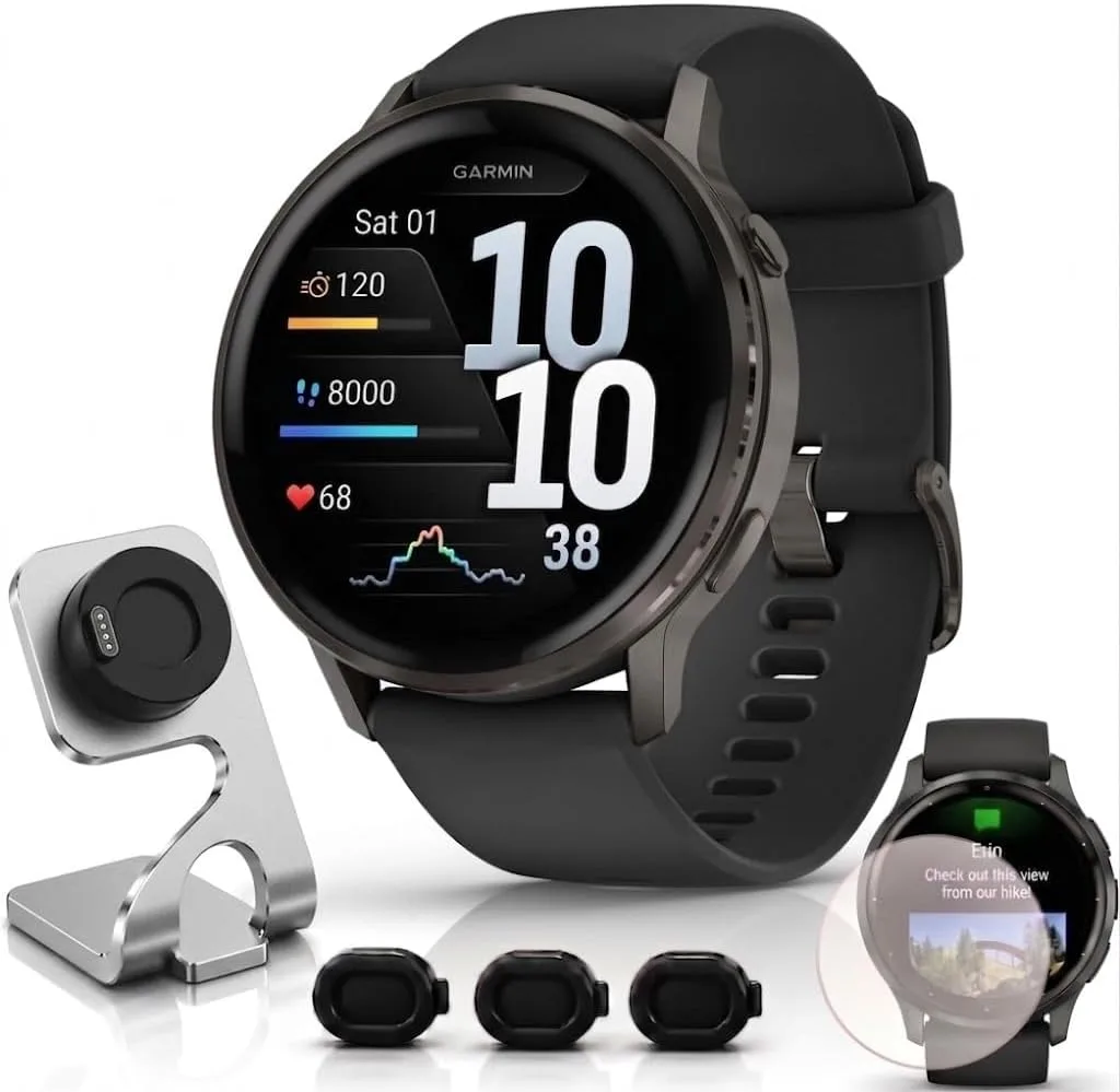 Garmin Venu 4 Health Fitness GPS Smartwatch 45mm AMOLED Bundle
