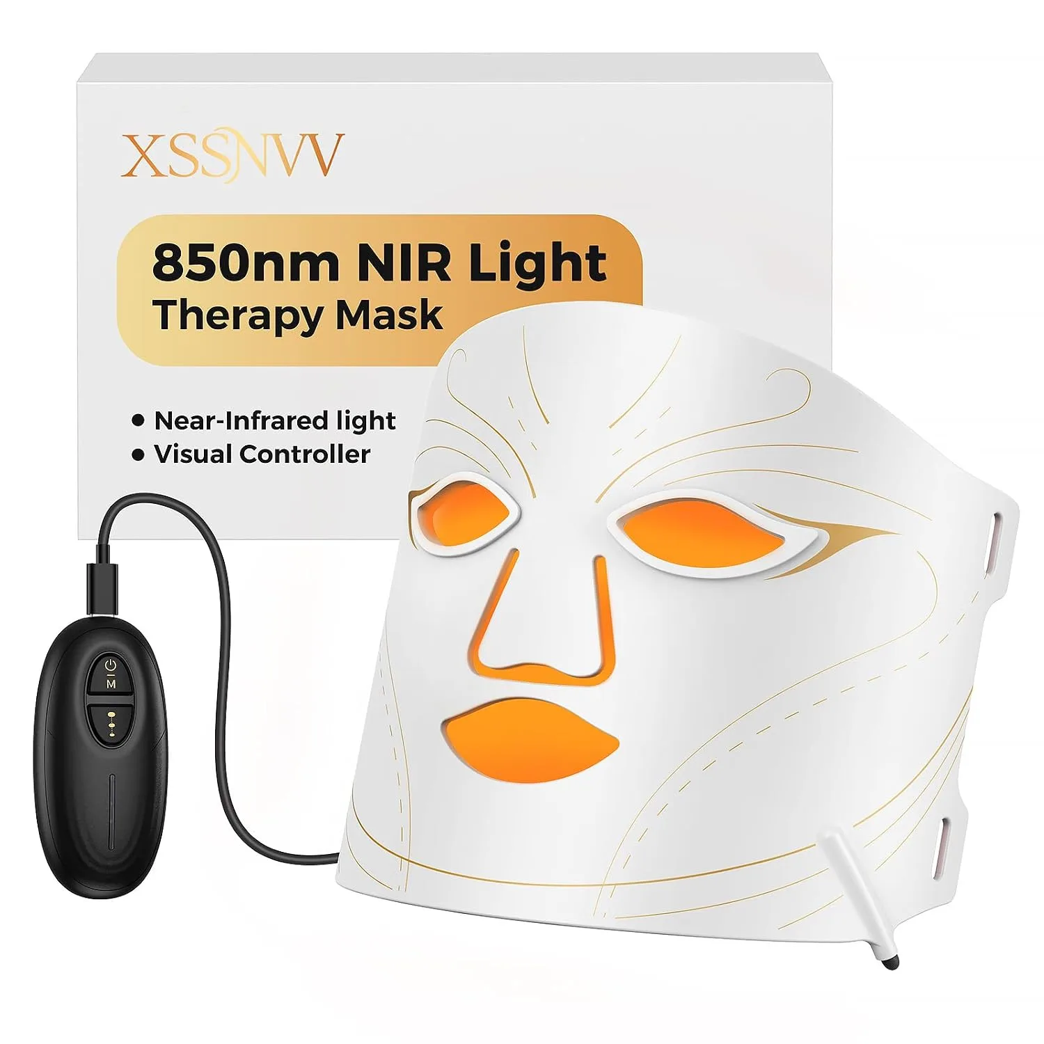 Red Light Therapy Mask for Face, 850nm NIR, Red & Blue LED Light