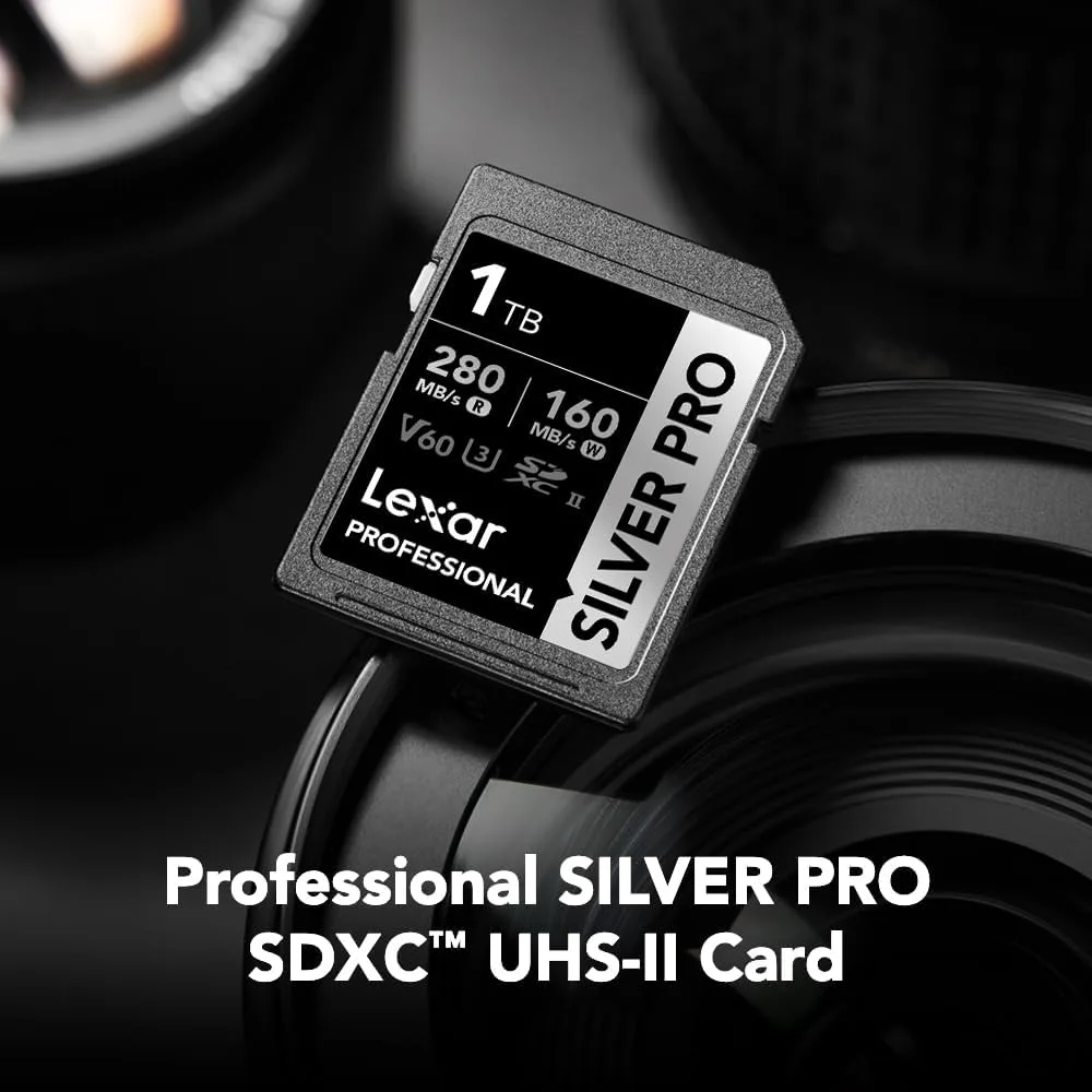 Lexar 1TB Silver PRO SD Memory Card, 280MB/s Read, 4K, V60, U3, UHS-II