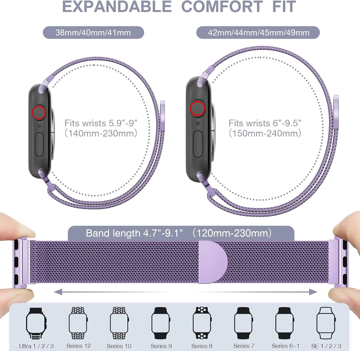 3 Pack Mesh Loop Compatible with Apple Watch Bands for Women Men