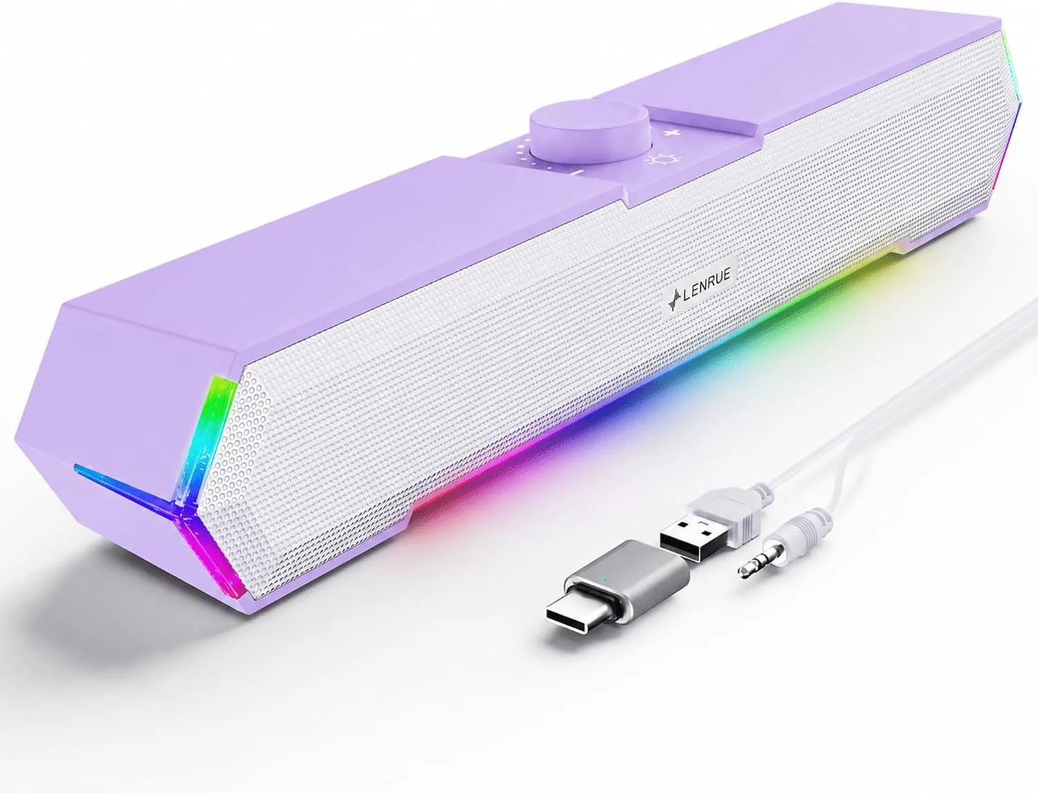 LENRUE G11 Computer Speakers for Desktop, Touch Lights PC Speakers with Surge Clear Sound, USB C/USB Powered, AUX Audio for Computer Desktop PC Laptop Desk