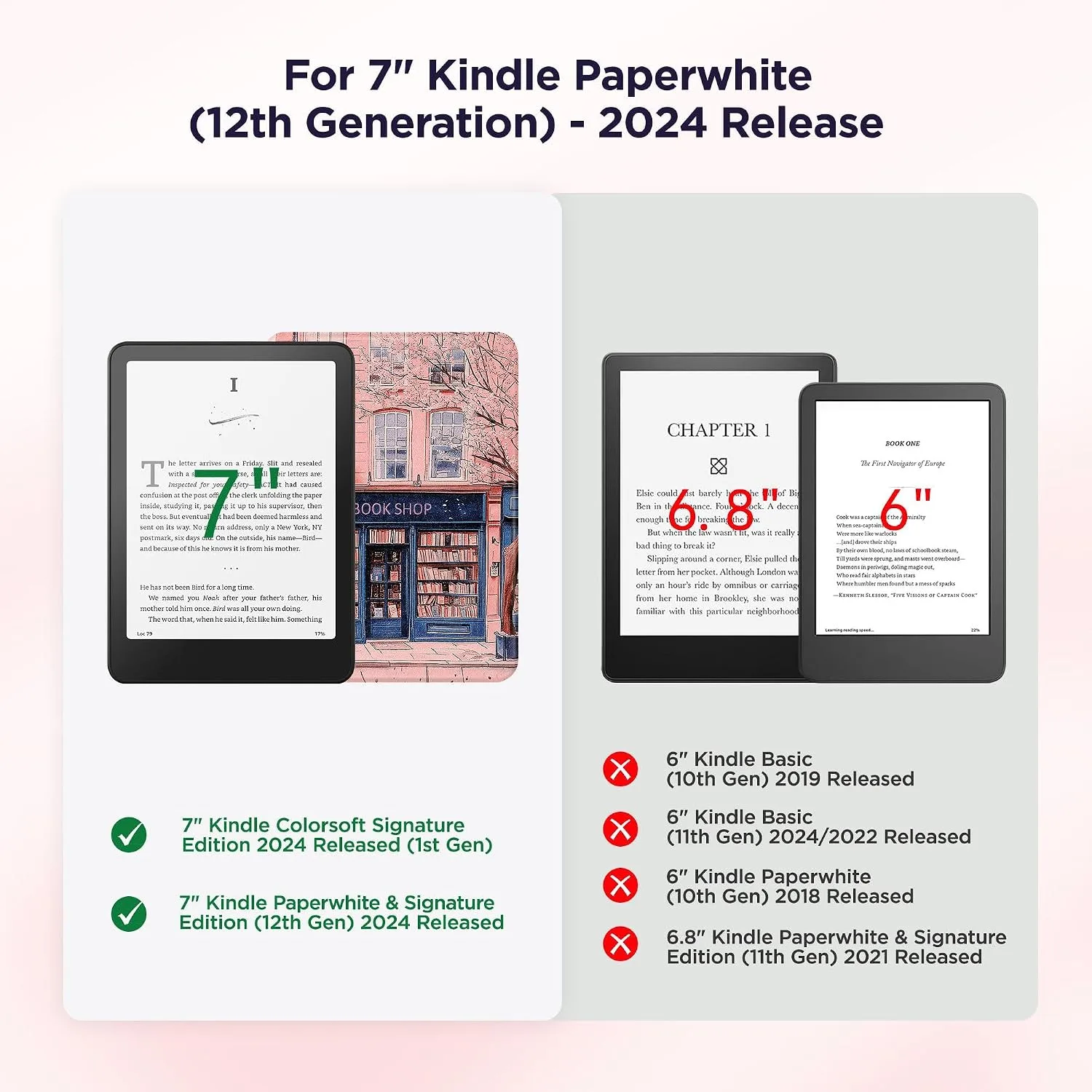 SESENSE Magnetic Case for 7'' Kindle Paperwhite 12th Gen 2024 & Colorsoft