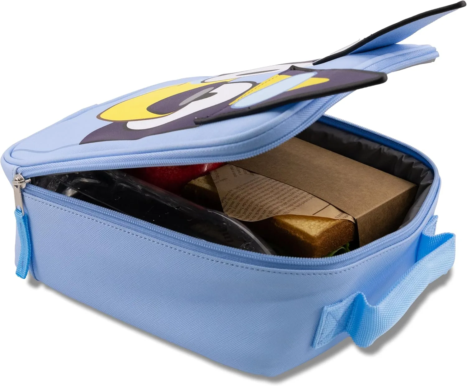 Fast Forward Bluey Lunch Box for Kids | PU Leather Insulated Lunch Bag Lunch Box for Boys, Girls, Unisex, Toddlers | Bluey Blue Reusable Lunchbox