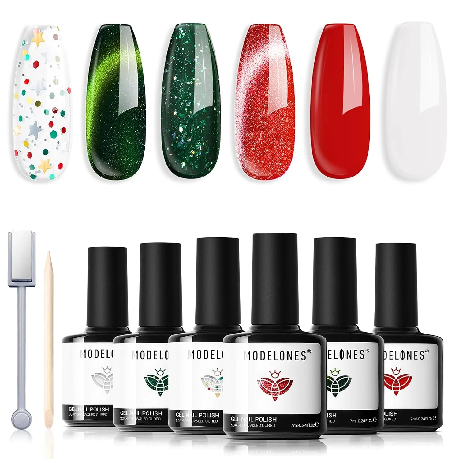 modelones Gel Nail Polish Set Nude 6Colors Baby Pink White