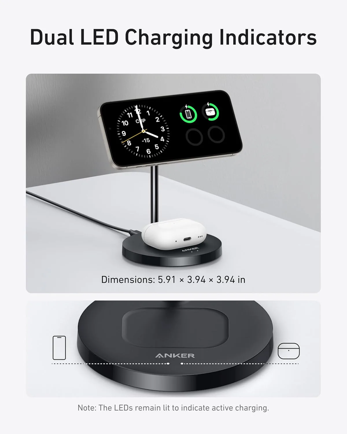 Anker MagGo 2-in-1 MagSafe Compatible Qi2 15W Wireless Charging Stand
