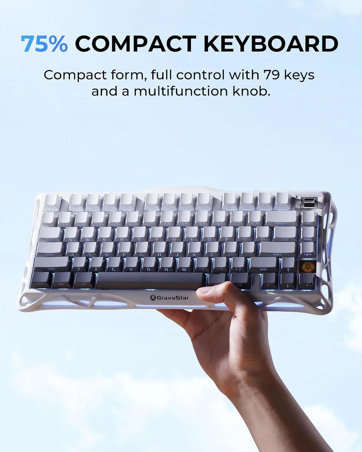 GravaStar Mercury K1 75% Wireless Mechanical Gaming Keyboard RGB Backlit