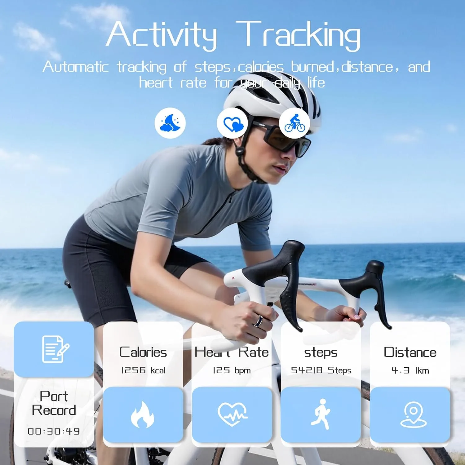 Smart Ring Fitness & Health Tracker with Display Screen for Men Women