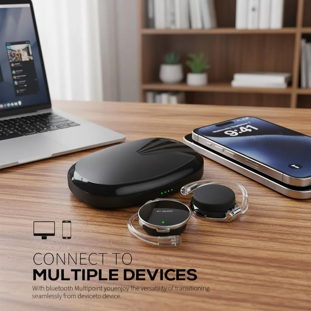 Wireless Open Ear Headphones with Ear Hook, Bluetooth 5.4, Clip-On Design