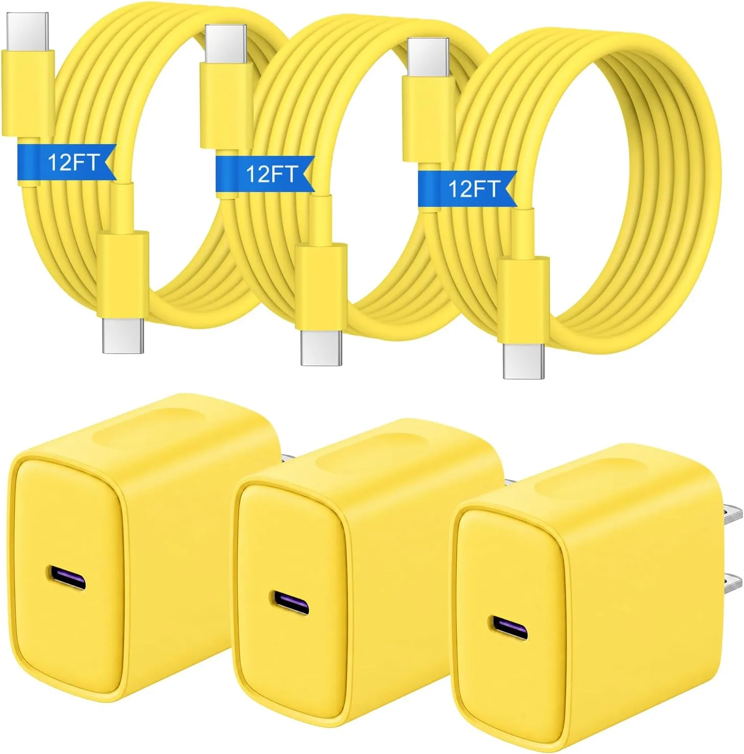 iPhone Duo Charger, iPhone 18 17 16 15 Charger Fast Charging 12FT-Yellow