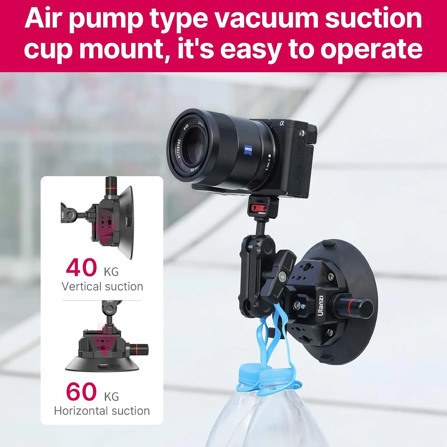 ULANZI SC-02 Suction Mount 4.5'', Magic Arm Bracket for DSLR Cameras Video
