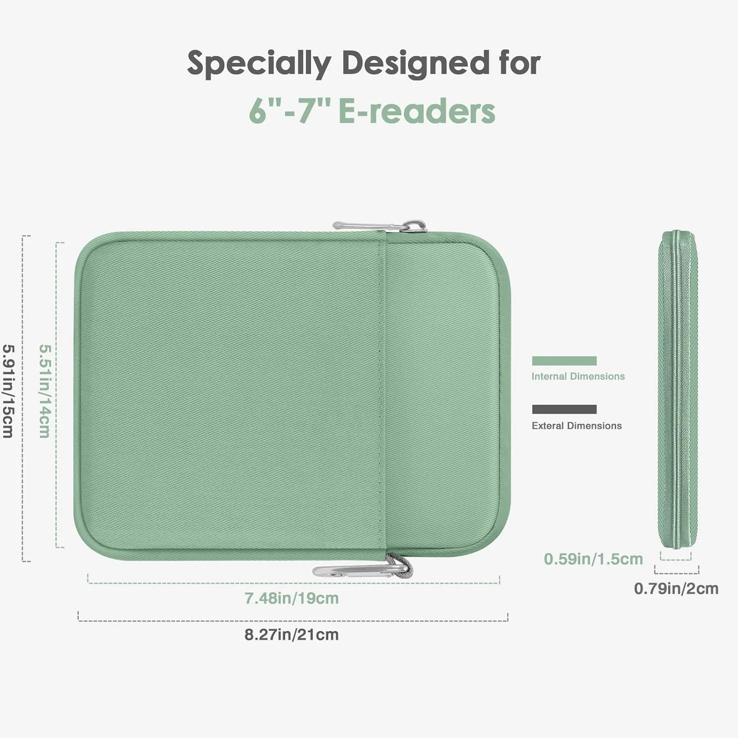 MoKo Padded Ereader Sleeve Case for 6-7 inch Tablet Bag, Compatible with 7" eReader Colorsoft Signature Edition 2024, 6" Kobo, 6" Nook, Dark Green