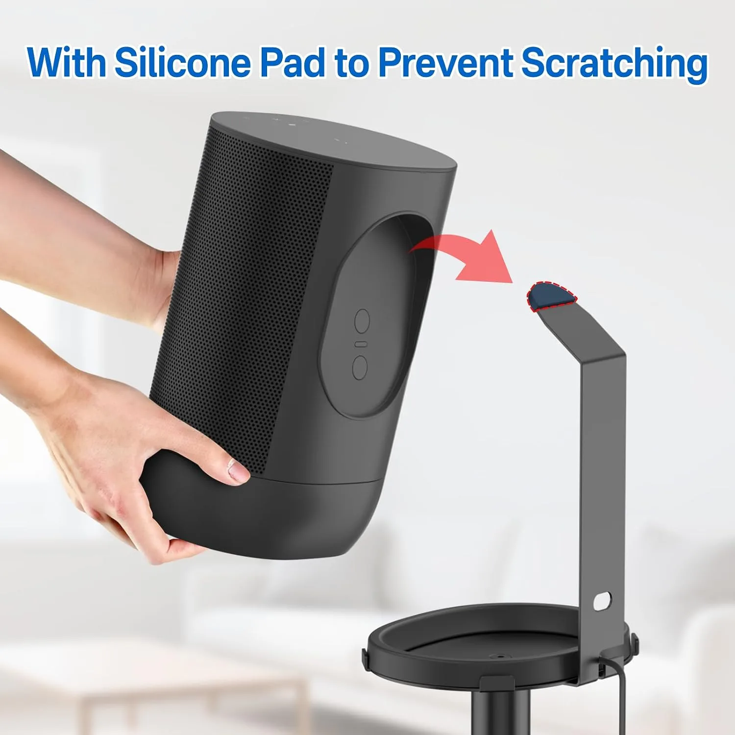 Height Adjustable Speaker Stand for Sonos Move and Move 2, Black