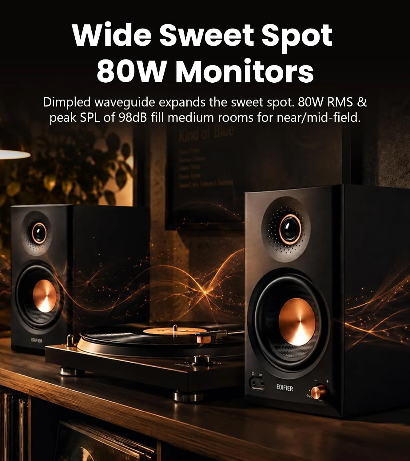 Edifier MR4.5 Bi-Amped Studio Monitor, 80W RMS Bookshelf Speakers - Black
