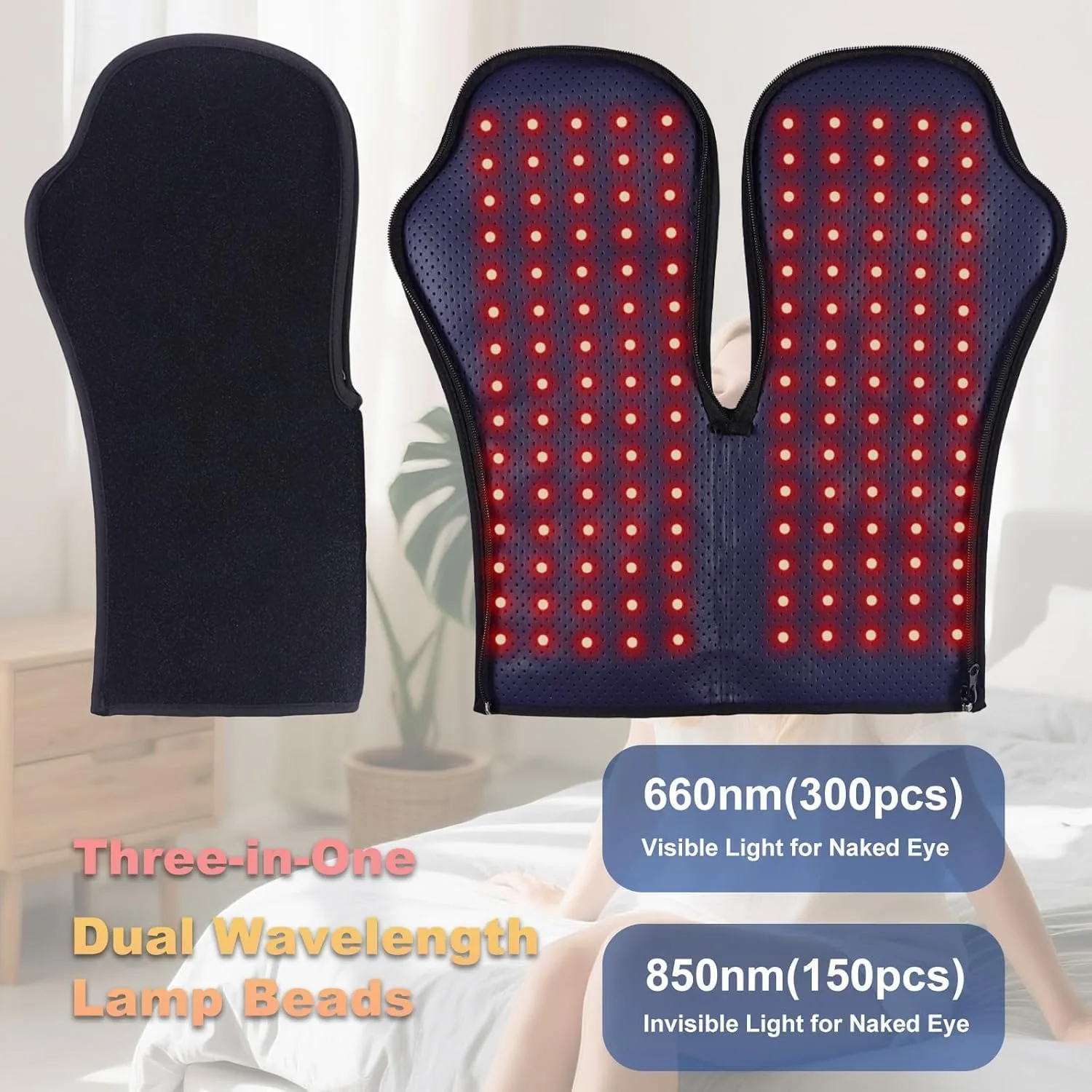 Red-Light-Therapy-for-Hands,2026 Upgraded 4 Modes Infrared Light Therapy | for Finger Wrist Pain Relief,150 Dual Wavelength LED,Consisting of Adjustable Power and Time Controller,16.5 * 7.8IN