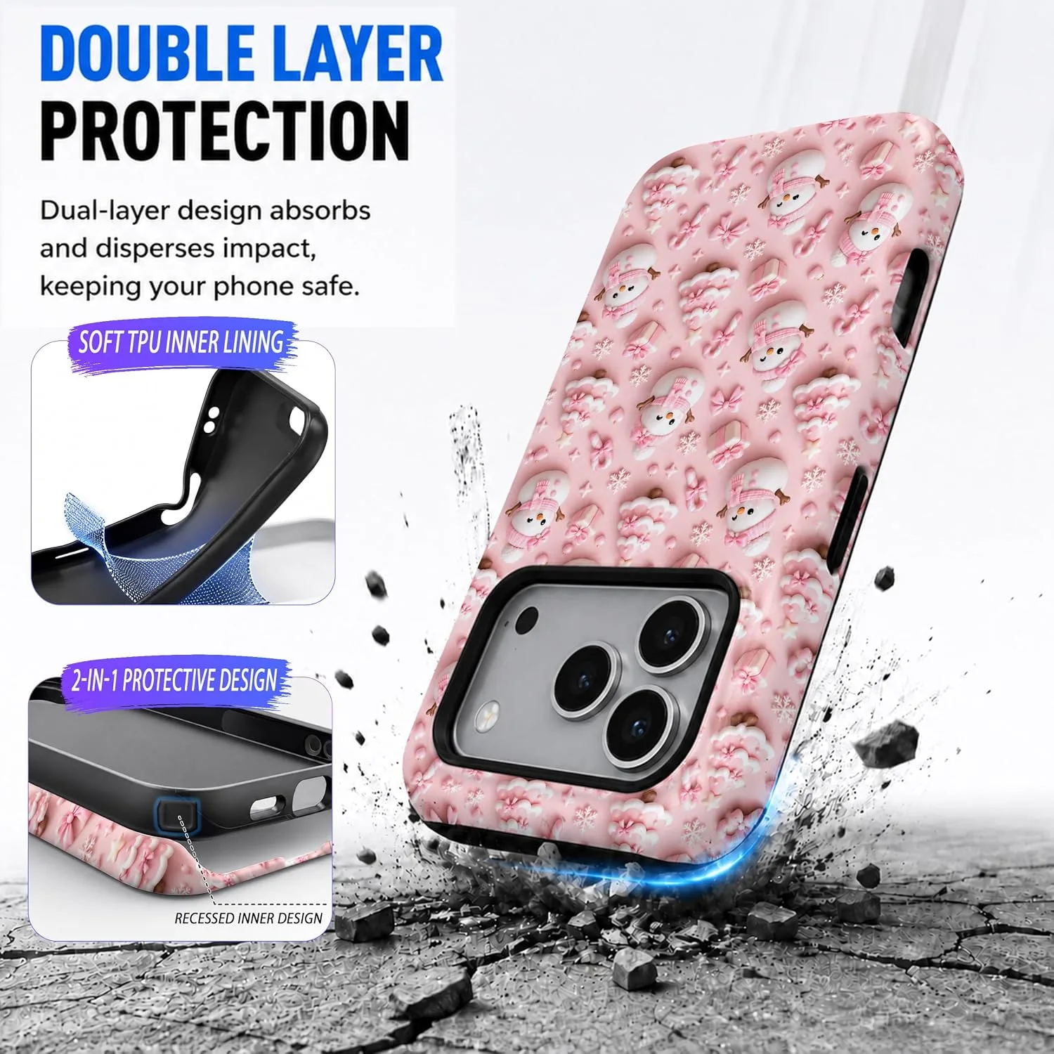 Magnetic for iPhone 17 Pro Max/18 Pro Max Cute Pink Christmas Phone Case