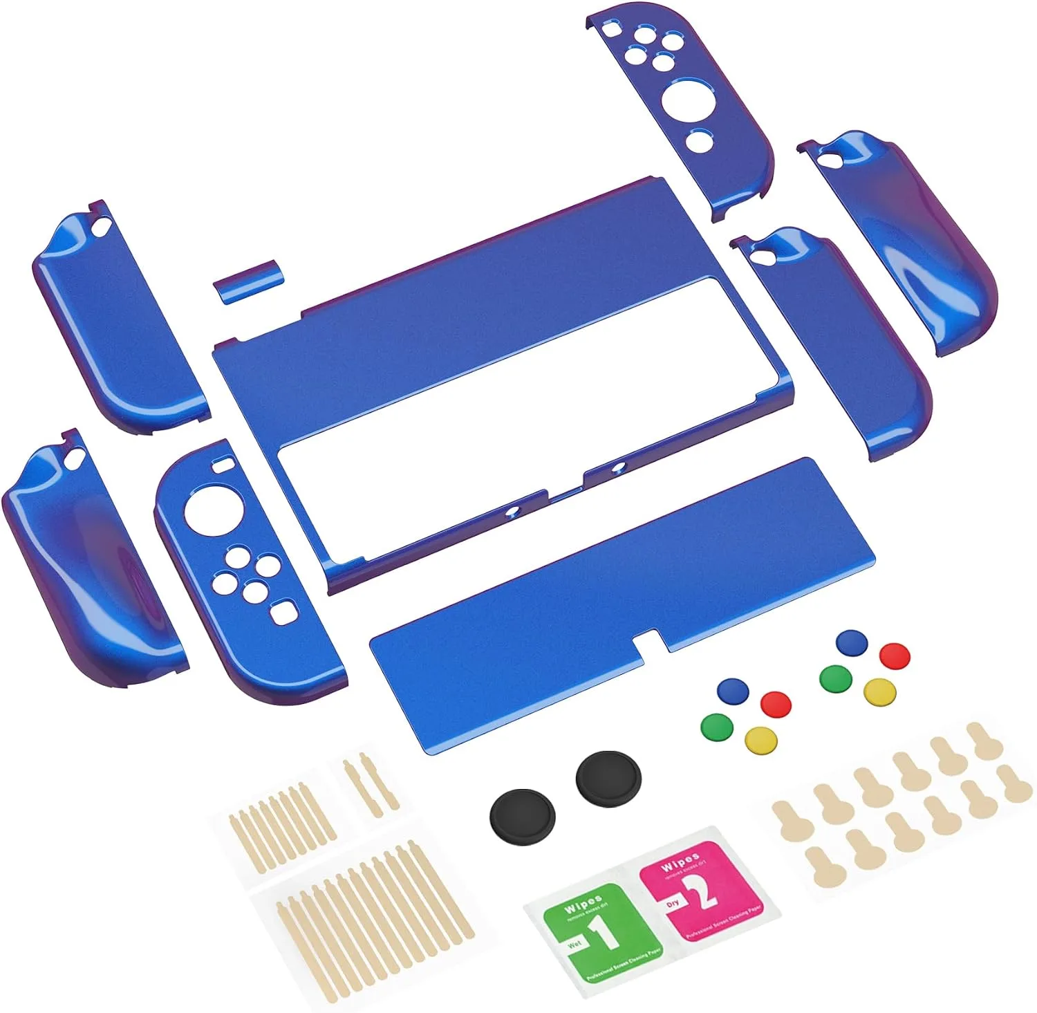 PlayVital AlterGrips Protective Slim Case for Nintendo Switch OLED, Ergonomic Grip Cover for Joycon, Dockable Hard Shell for Switch OLED w/Thumb Grip Caps & Button Caps