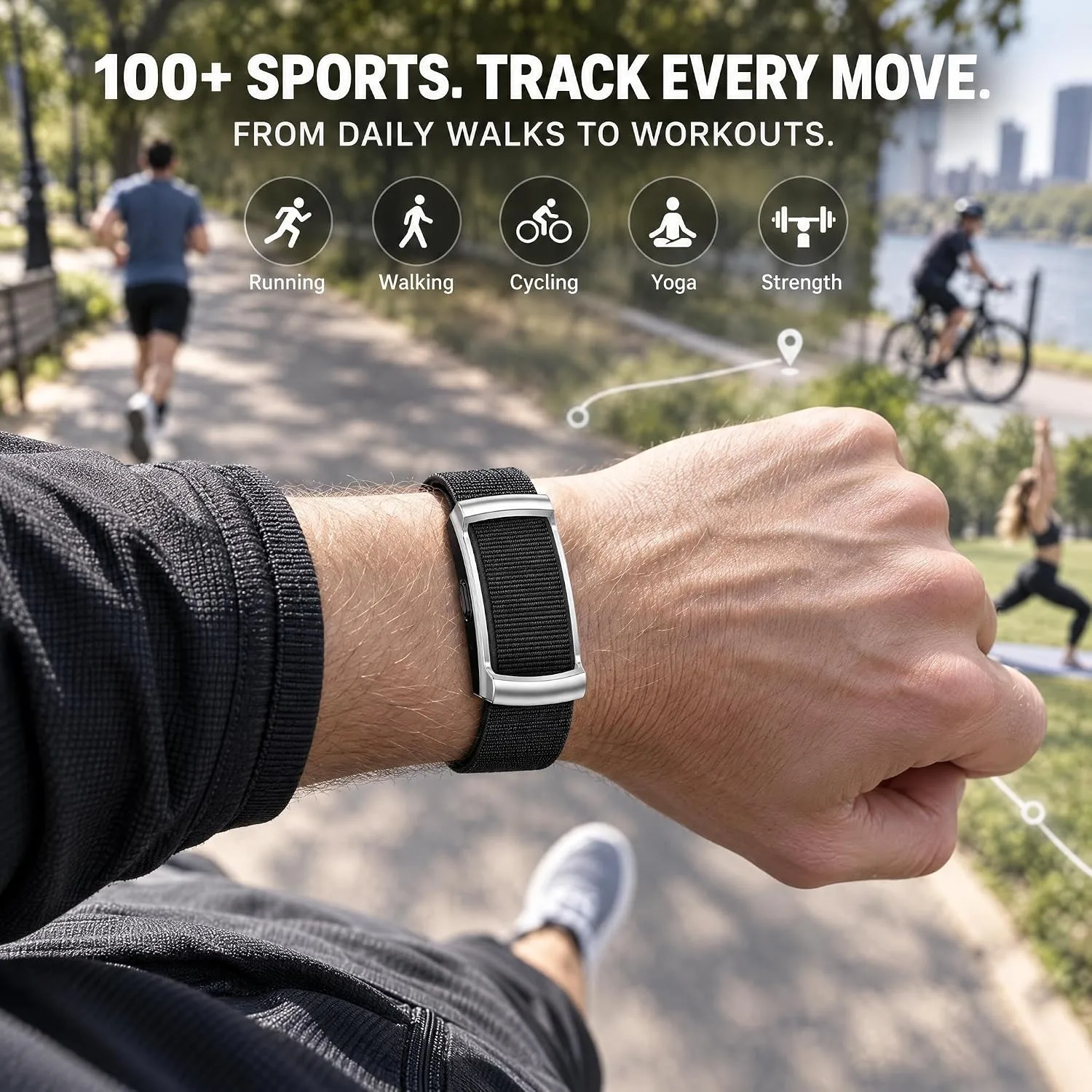 Screenless Fitness Tracker for Men Women, 24/7 Activity Health Tracker