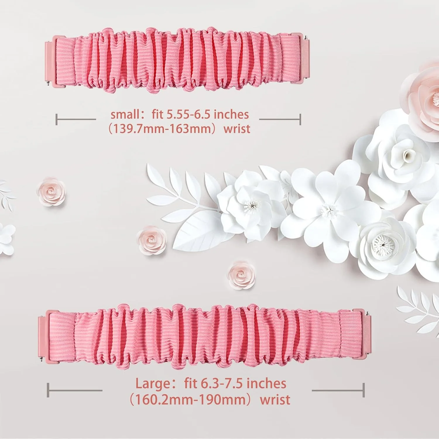 Compatible with Samsung Galaxy Watch 7/6/5/4/Active 2/FE Bands - 40mm/44mm, 20mm Quick Release Scrunchie Strap - Stretchy Cute Elastic Fabric Bands (10-Pack) Women