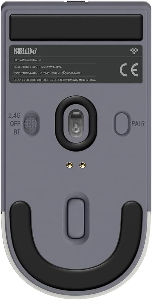8BitDo Retro R8 Mouse with Charging Dock, PAW 3395 Optical Sensor DPI 26,000, Wireless Mouse with 4K Polling Rate, Programmable Buttons, and Kailh Sword GM X Micro Switches - N Edition