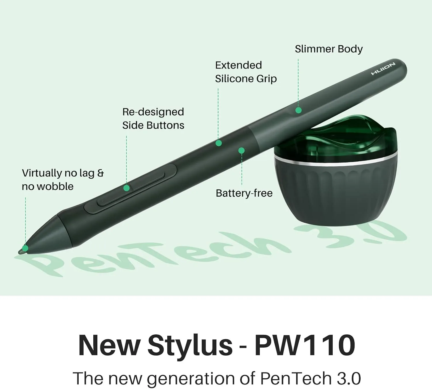HUION Inspiroy 2 Medium Drawing Tablet with Scroll Wheel, 9 x 5 in, Green