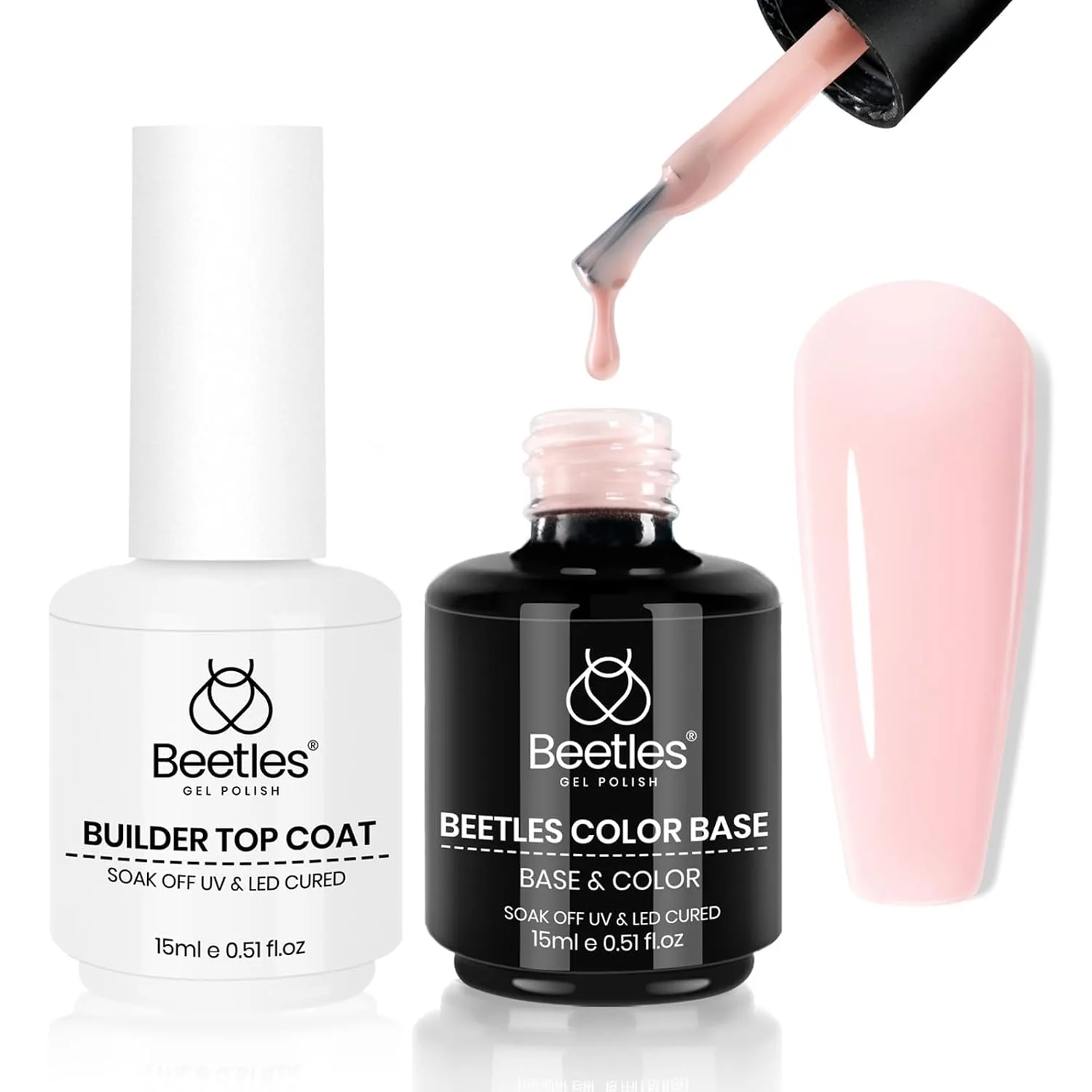 Beetles Rubber Base Gel and Builder Top Coat Gel Nail Polish Set 2Pcs 15ML