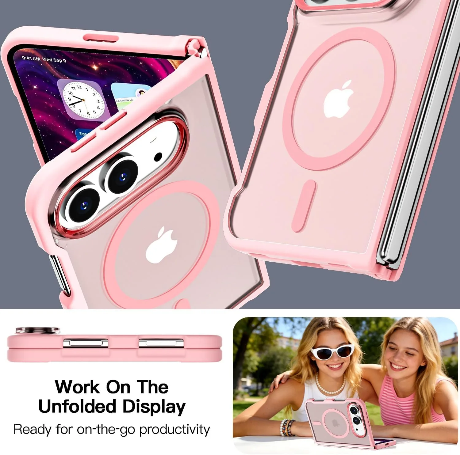 AICase for iPhone Duo Case,Fold Matte Translucent Fit for Magsafe