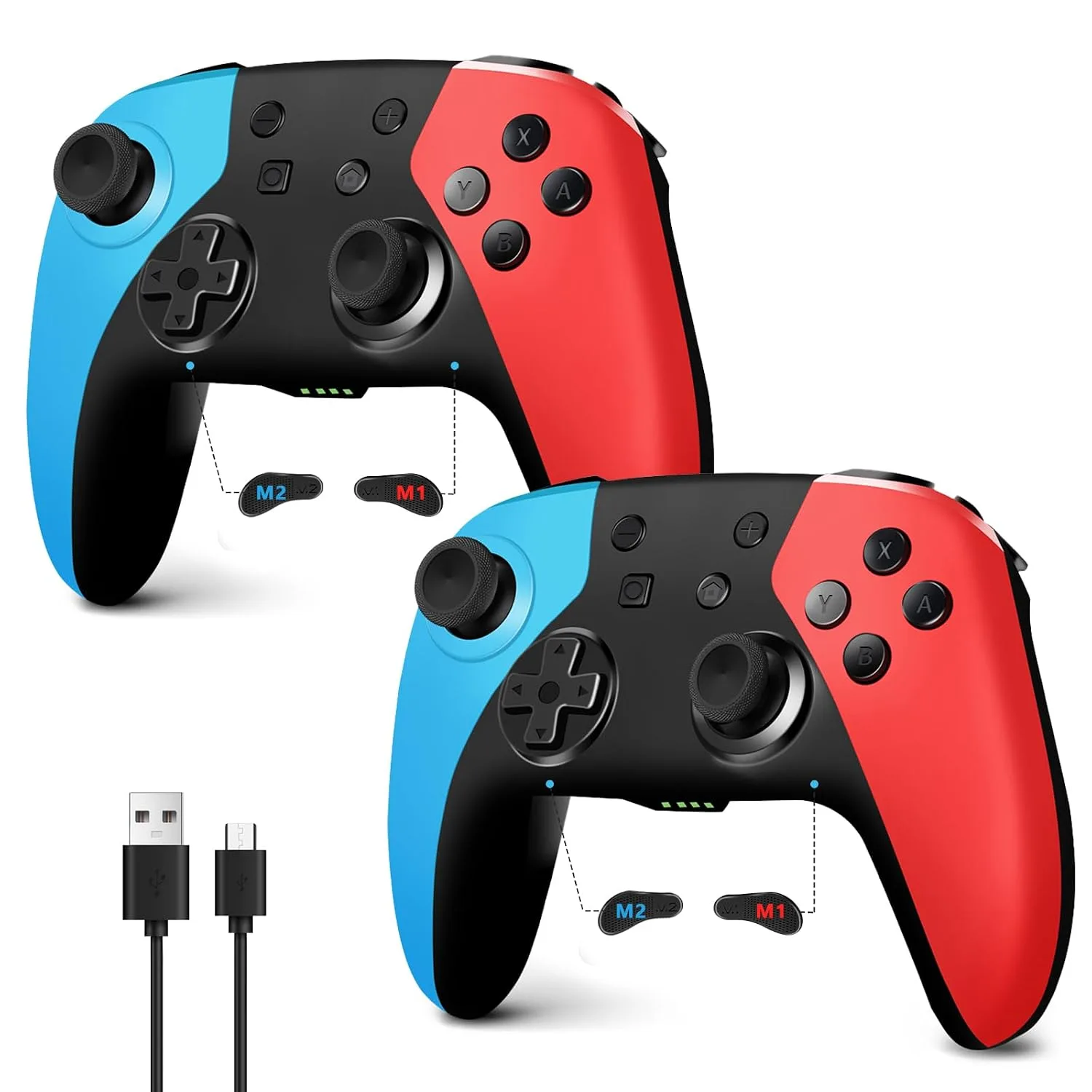 Mando inalámbrico AceGamer 2 Pack para Nintendo Switch y Switch 2 rojo y azul