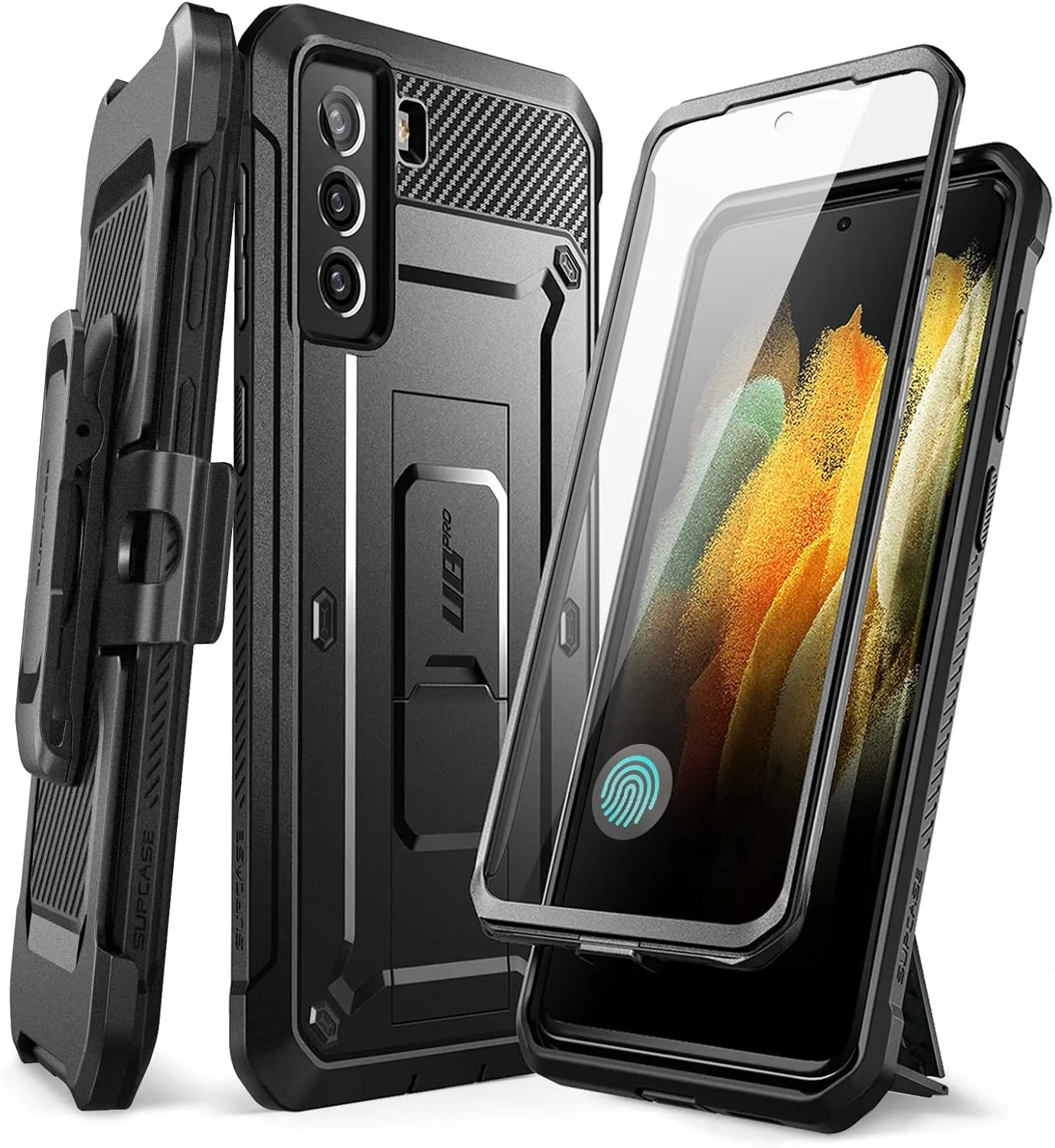 SUPCASE for Galaxy S21 FE Case with Built-in Screen Protector, Black