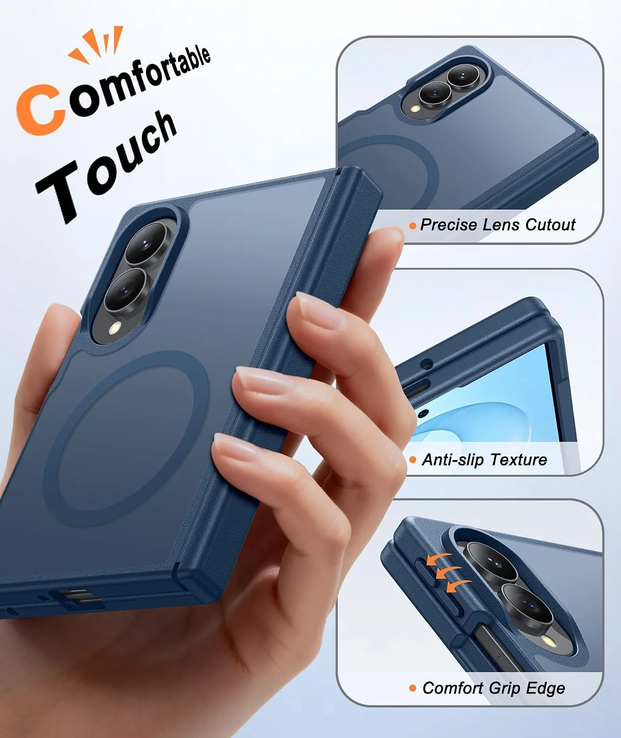 FNTCASE for Samsung Galaxy Z Fold 8 Case Fit for MagSafe Blue