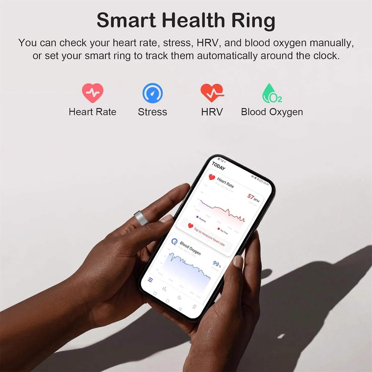Smart Ring for Women Men, Sleep Activity Health Tracking Ring, Black 9
