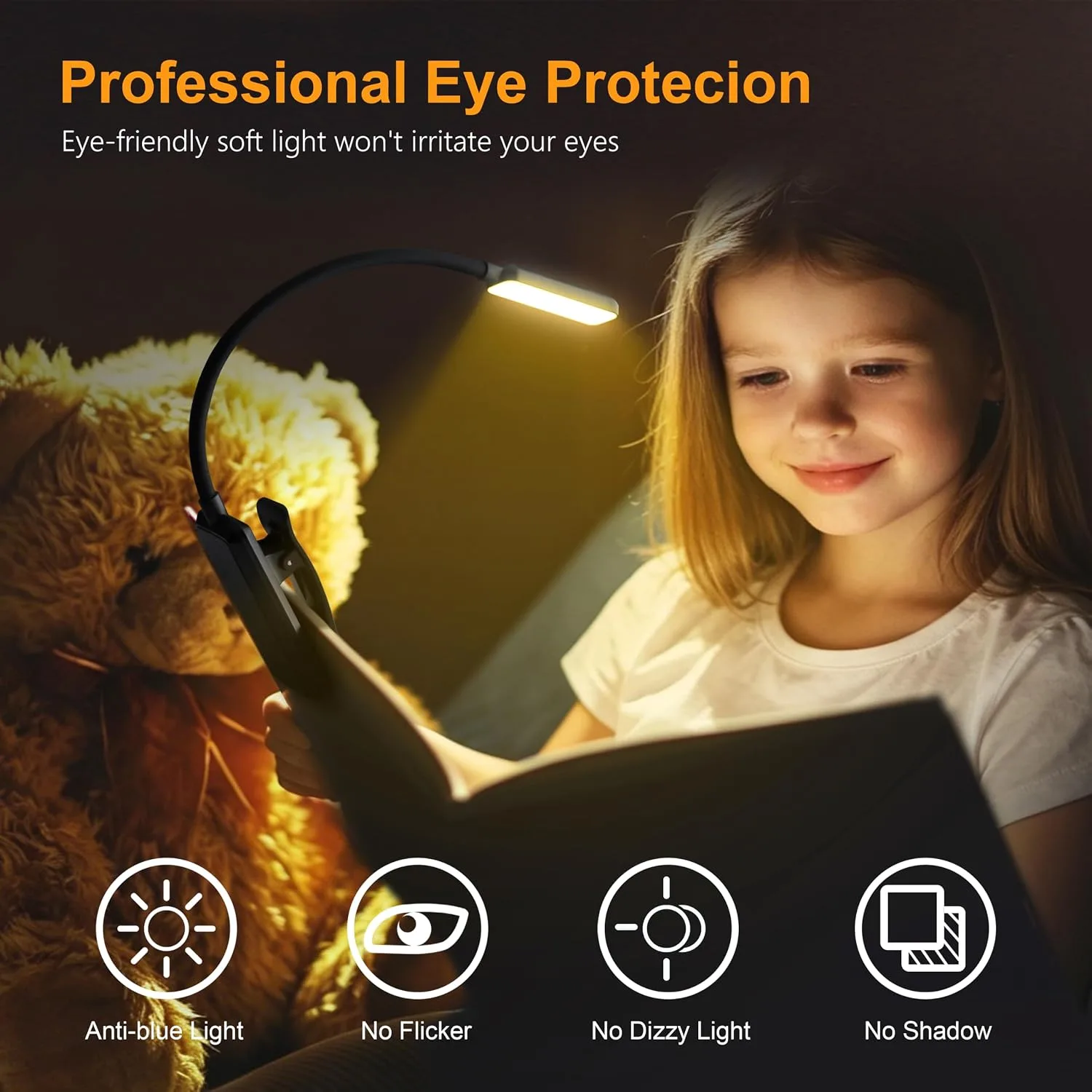 Gritin 2 Pack 9 LED Rechargeable Book Light for Reading in Bed