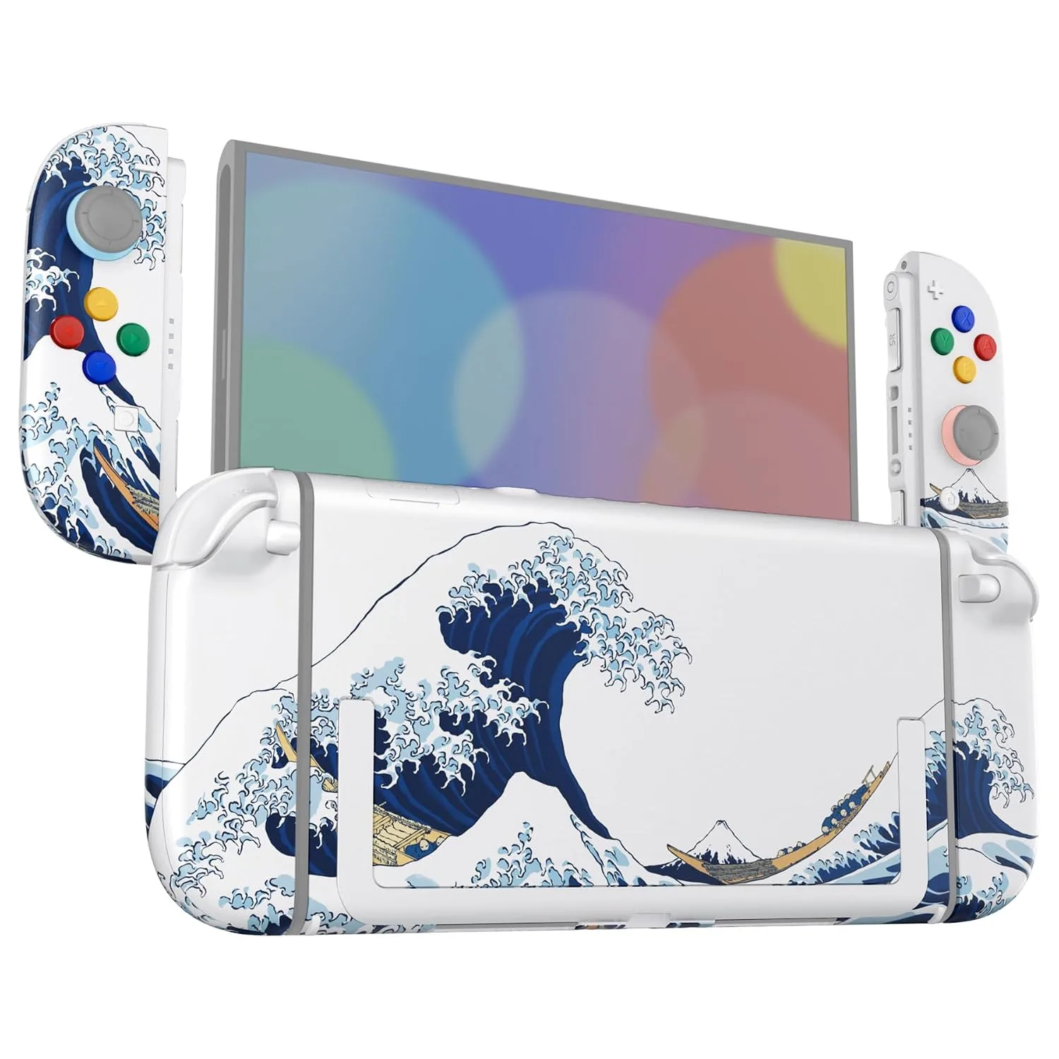 eXtremeRate DIY Replacement Shell Buttons for Nintendo Switch 2, Custom Full Set Back Plate Controller Housing with Buttons for Switch 2 Handheld Console & Joycon 2 - Deluxe Version - The Great Wave
