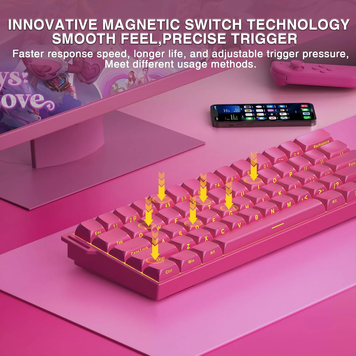 Aula MINI60 HE MAX Wireless Gaming Keyboard 60% Magnetic Switch Keyboard