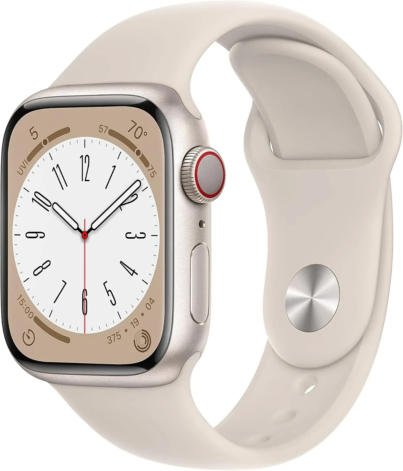 Apple Watch Series 8 [GPS + Cellular, 41mm] - Starlight Aluminum Case with Starlight Sport Band, S/M (Renewed)