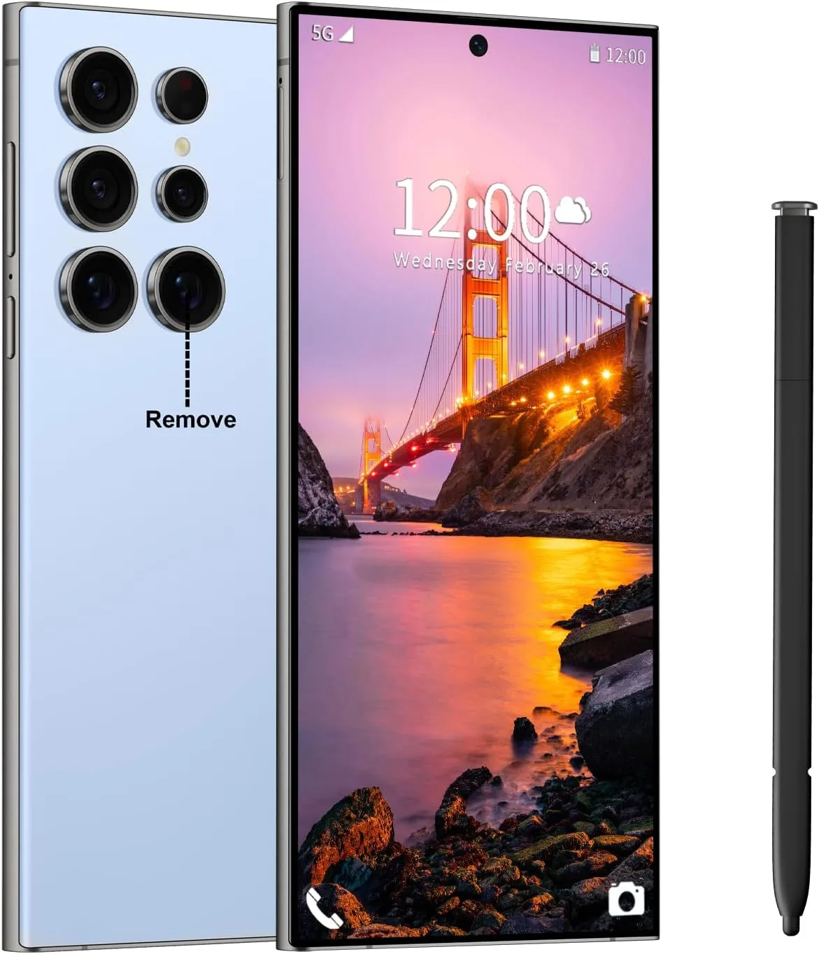 Huness I24 Ultra Unlocked Phone,Built in Pen The Phone,Smartphone Battery 6800mAh 6.8" HD Screen,Android 14 16+512GB with 128GB Memory Card Cell Phone,5G/Face ID/Fingerprint Lock/GPS (Blue, 16+512)