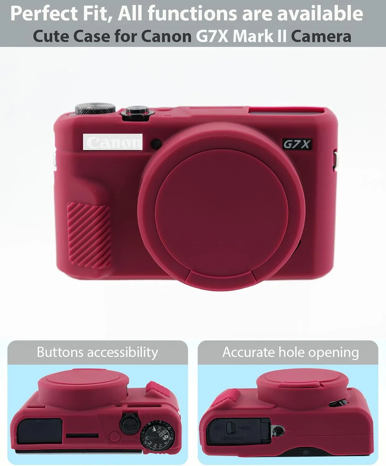 Camera Case for Canon G7X Mark II / G7X II - Dark Red