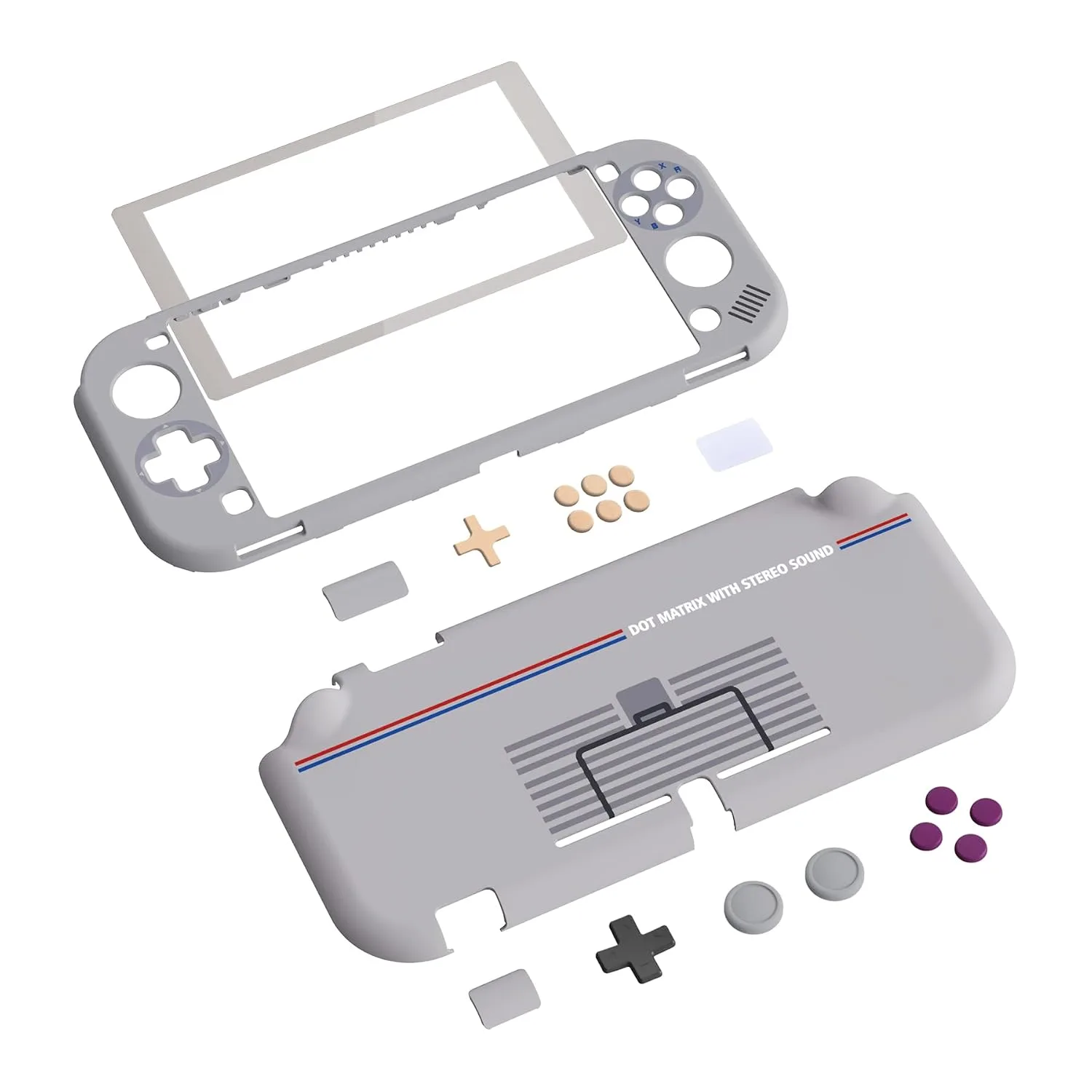 eXtremeRate PlayVital Classic 1989 GB DMG-01 Protective Grip Case for Nintendo Switch Lite, Hard Cover for Nintendo Switch Lite - Screen Protector & Thumb Grips & Buttons Caps Stickers Included